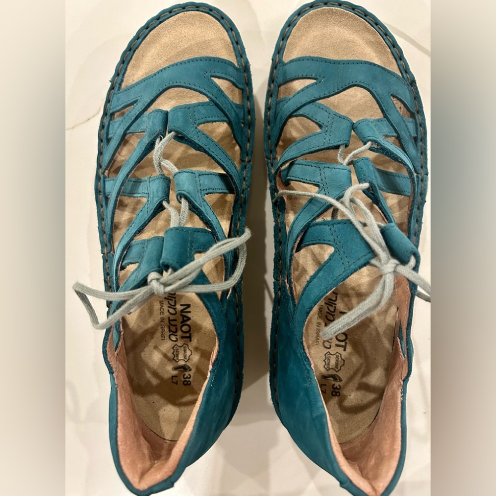 NAOT Yarrow Sandals-Teal Blue Nubuck Women’s 38- US 7. New without tag/box - Picture 2 of 9